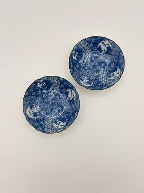 Vintage Takahashi San Francisco Blue White Bowls Set of 2